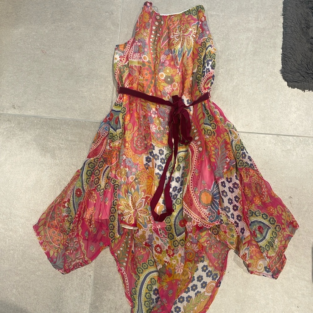 Sophie Catalou handkerchief hem multiple color dress